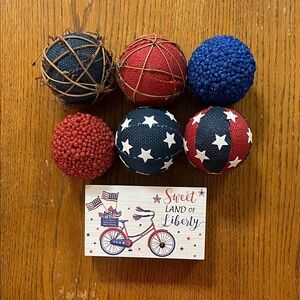 Patriotic Decorative Ball Set - Red, Blue, White